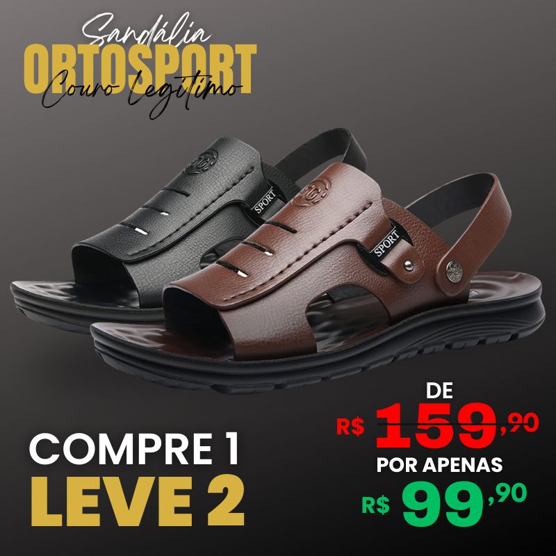 [COMPRE 1 LEVE 2] Sandália OrtoSport de Couro Legitimo