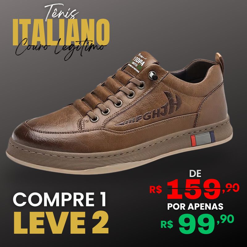 [COMPRE 1 LEVE 2] Tênis Ortopédico Italiano de Couro Legitimo